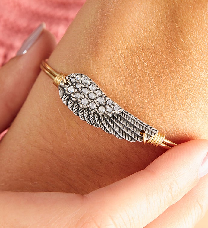 Crystal Angel Wing Bangle Bracelet