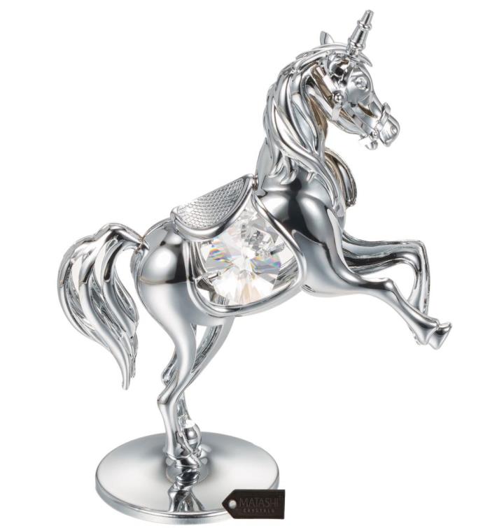 Matashi 24k Gold Plated Crystal Studded Unicorn Ornament Tabletop Showpiece