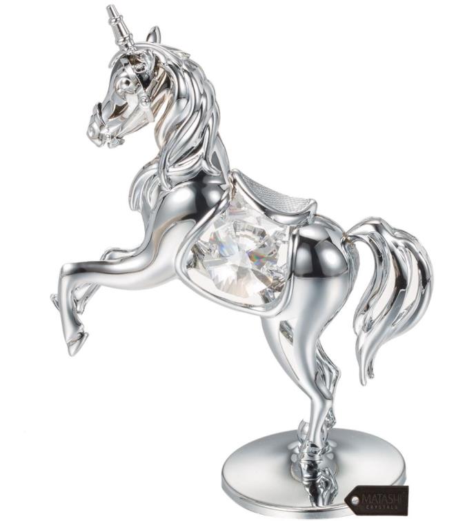 Matashi 24k Gold Plated Crystal Studded Unicorn Ornament Tabletop Showpiece