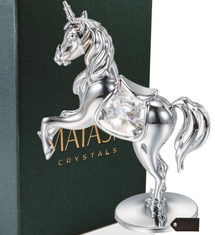 Matashi 24k Gold Plated Crystal Studded Unicorn Ornament Tabletop Showpiece