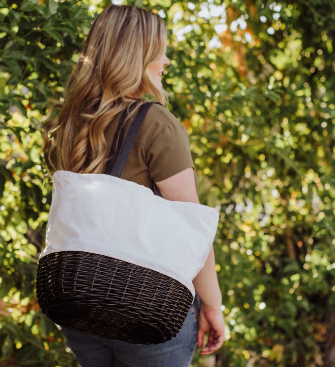 Coronado Canvas And Willow Basket Tote