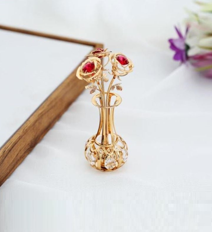 Gold Plated Flower Bouquet & Vase
