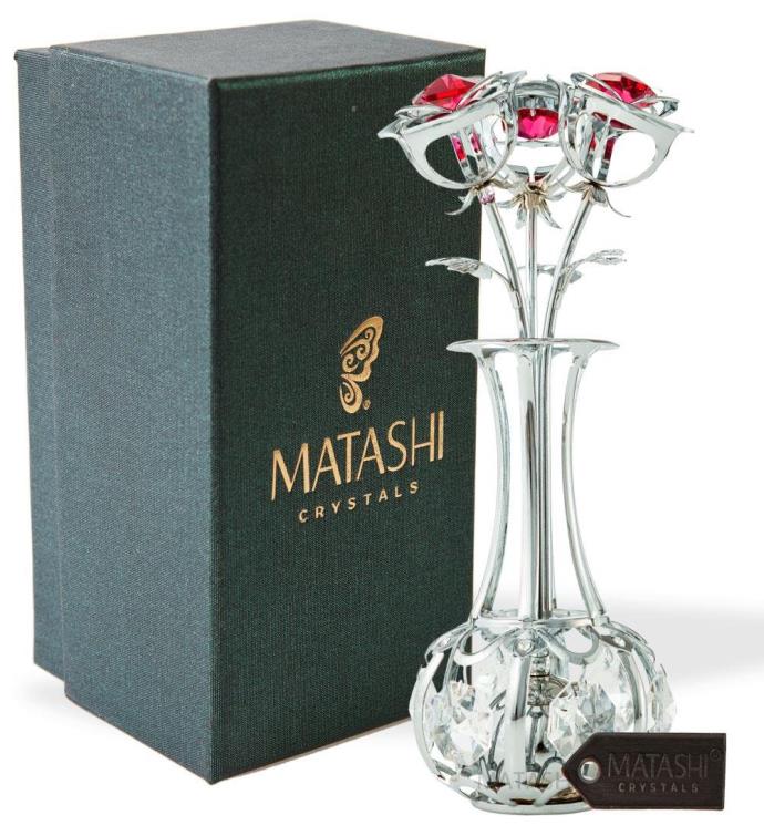 Chrome Plated Flower Bouquet & Vase