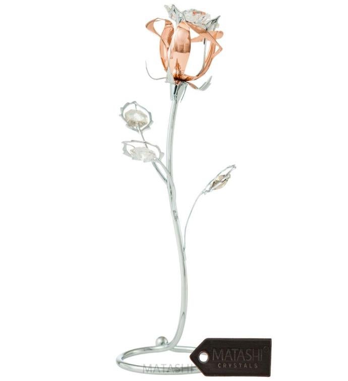 Chrome Plated Rose Flower Tabletop Ornament