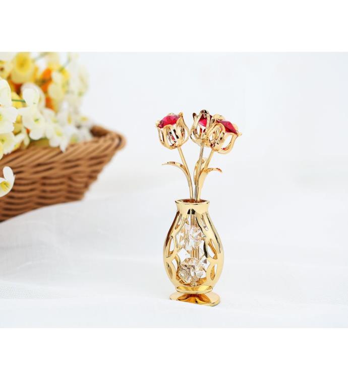 Gold Plated Flowers Bouquet And Vase