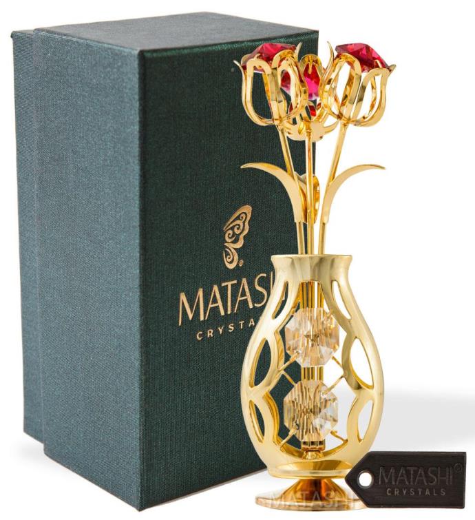 Gold Plated Flowers Bouquet And Vase