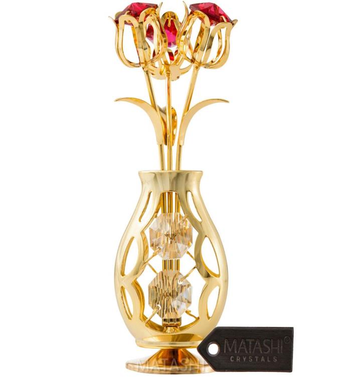 Gold Plated Rose Bouquet And Vase