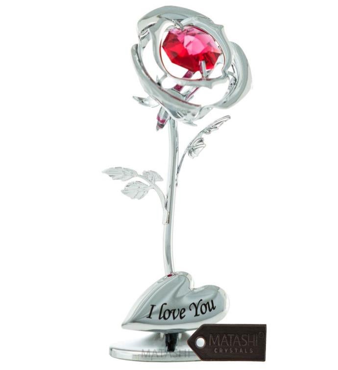 Rose Tabletop Ornament With Red Crystals