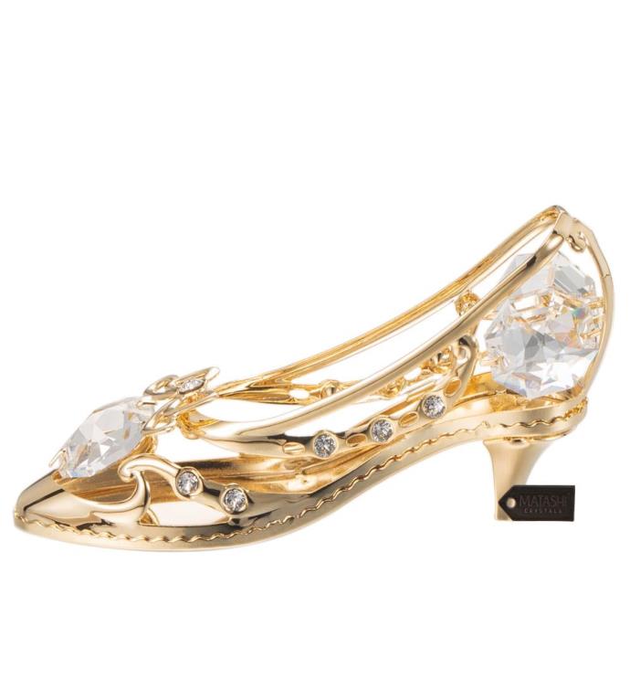 Matashi 24k Gold Plated Crystal Studded Lady Shoe Ornament Home Decor