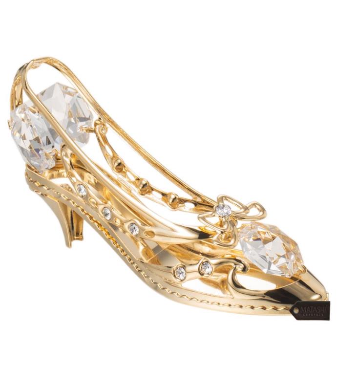 Matashi 24k Gold Plated Crystal Studded Lady Shoe Ornament Home Decor