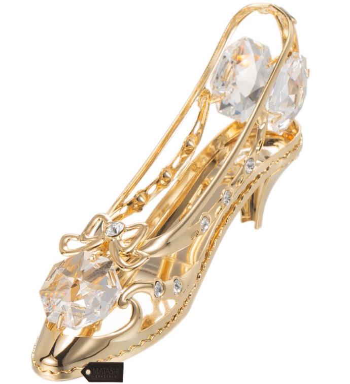 Matashi 24k Gold Plated Crystal Studded Lady Shoe Ornament Home Decor