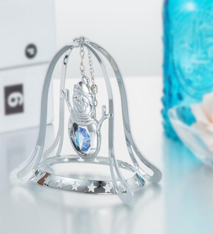 Chrome-Plated Snowman in Bell Holiday Ornament