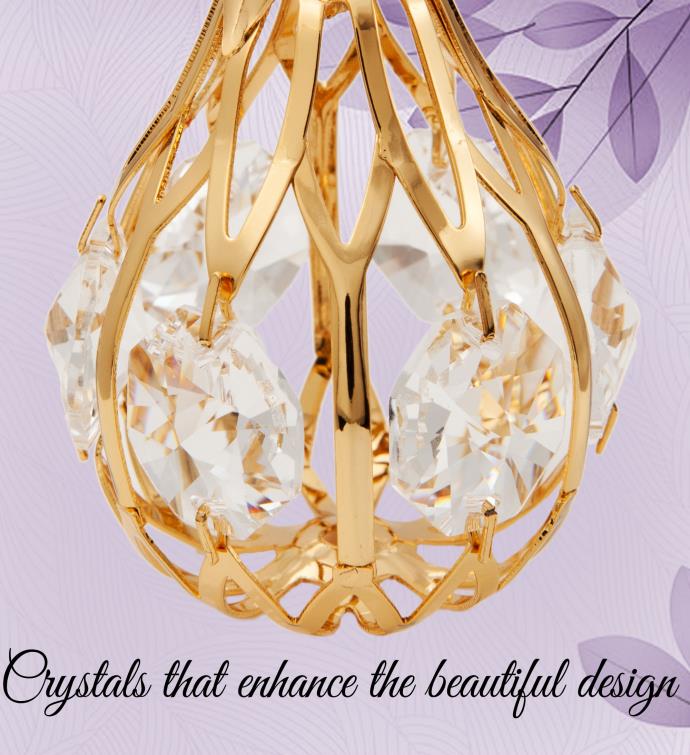 24k Gold Plated Crystal Studded Mini Pear Ornament By Matashi