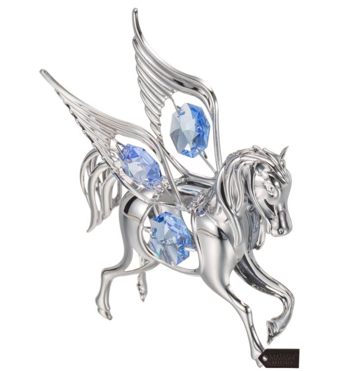 24k Gold Plated Crystal Studded Flying Pegasus Ornament By Matashi