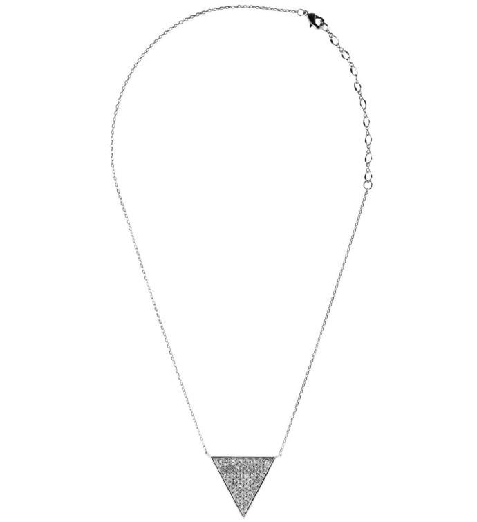 Matashi Triangle Delta Pendant Necklace With Crystals