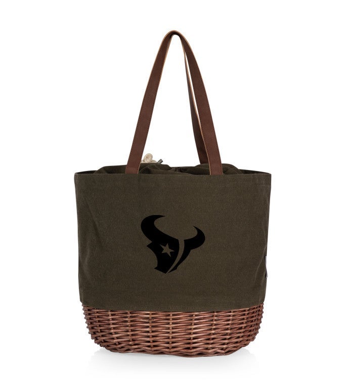 NFL Coronado Canvas And Willow Basket Tote, Khaki Green