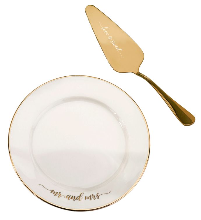 Lillian Rose Mr And Mrs Cake Plate And Server Wedding  Set