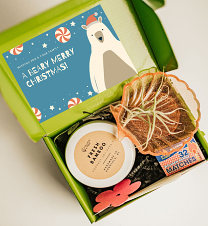 Happy Holidays Plant & Candle Gift Box