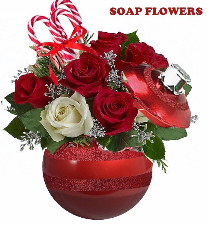 Christmas Ornament Soap Flower Centerpiece