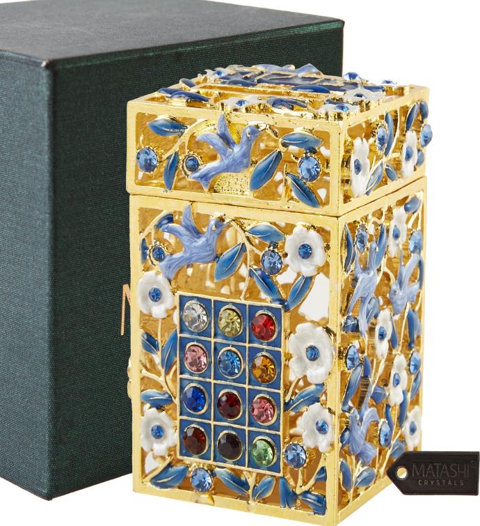 Matashi Hand-painted Tzedakah Charity Box Keepsake Treasure Box