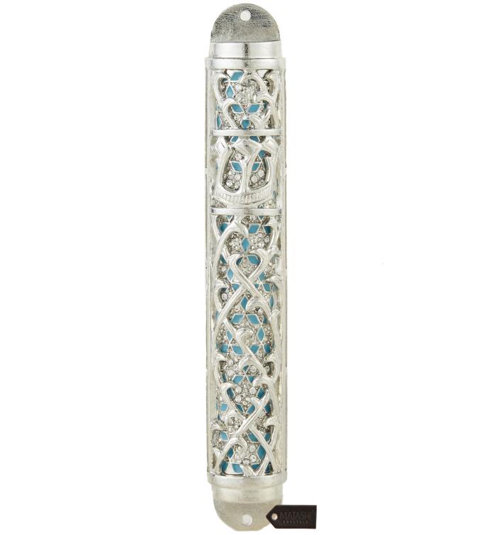 Hand Painted Mezuzah Embellished With Hebrew Shin