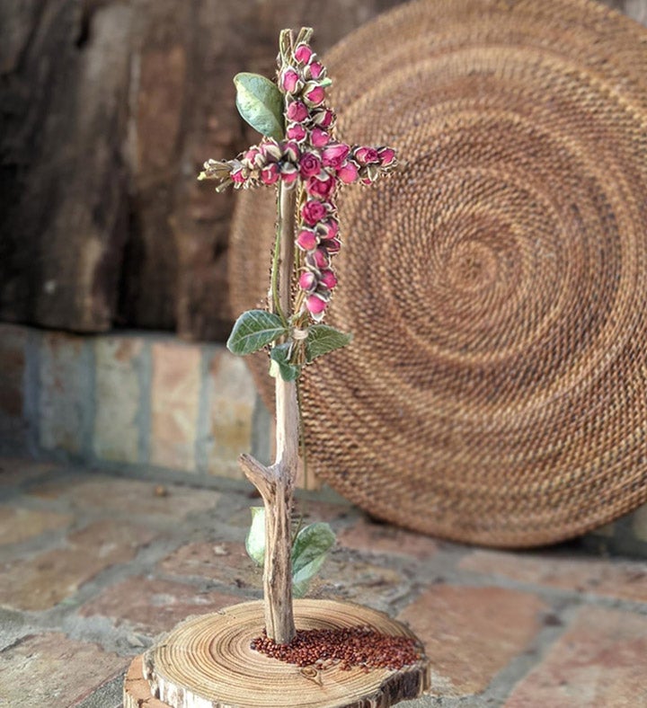 Christian Gift Set : Handcrafted Centerpiece With Preserved Rose And Fragrance