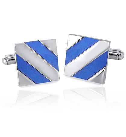 Men's Stainless Steel Polished Mother Of Pearl Inlay Square Cuff Links