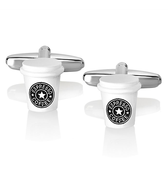 Men's High Polished Espresso Coffee Cup Cuff Links