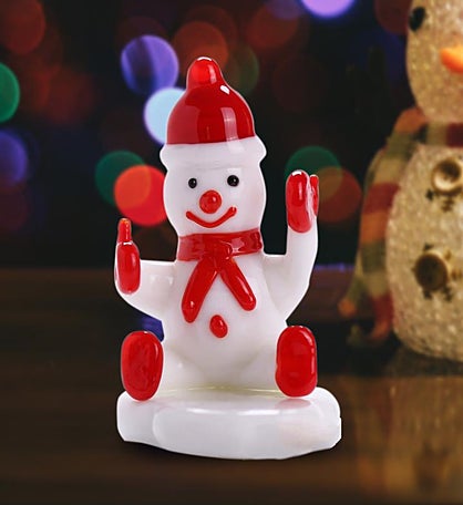Decorative Christmas Glass Snowman Figurine