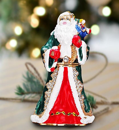 Gift Bearing Santa Trinket Box