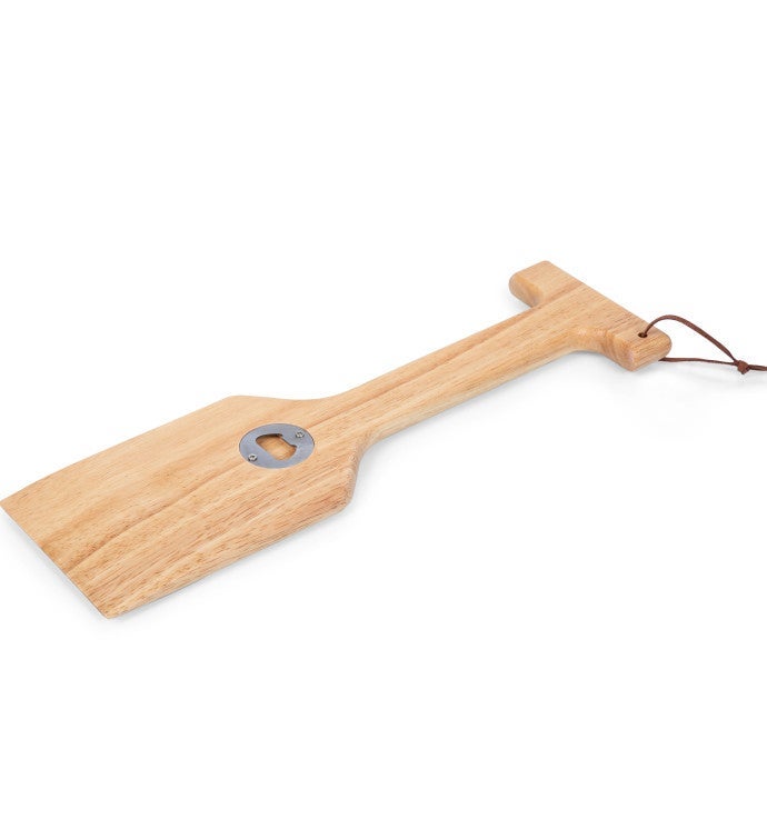 Hardwood Bbq Grill Scraper With Bottle Opener, Parawood