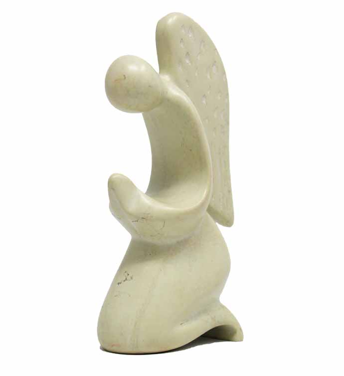 Soapstone Angel Sculpture, Natural Stone