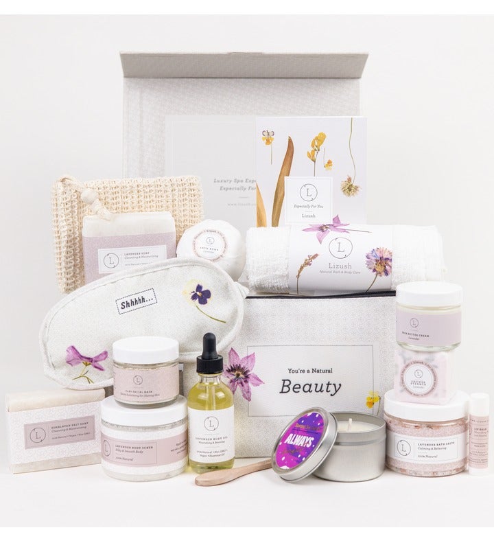 Birthday Gift Basket - Lavender Luxury Natural Bath &amp; Body Gift Set