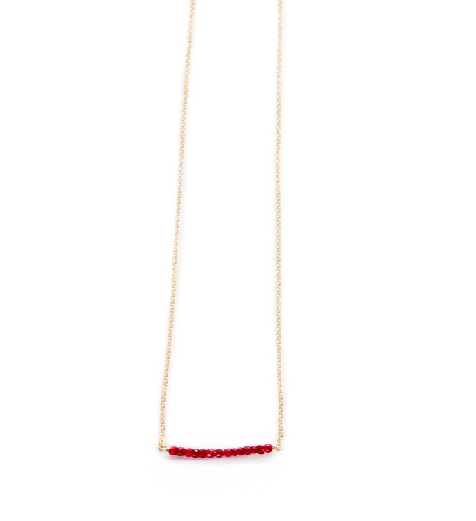 Michelle Bead Bar Necklace In Ruby