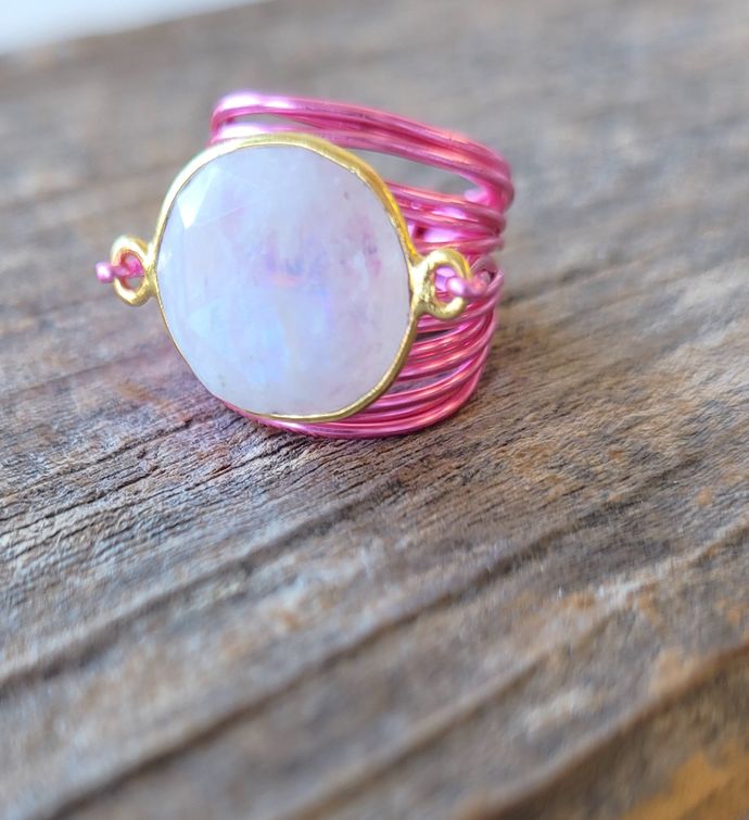 Torrey Ring In Hot Pink With Moonstone