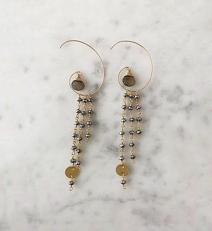 The Jessica Earring Hoop Earring With Labradorite And Pyrite
