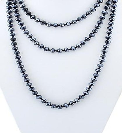 Deep Navy Crystal Necklace  Delicately Spaced With Decorative Knot