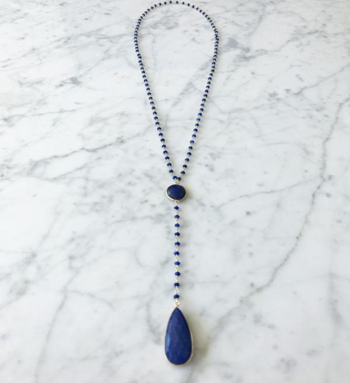 Diana Necklace Sapphire With Sapphire Drop