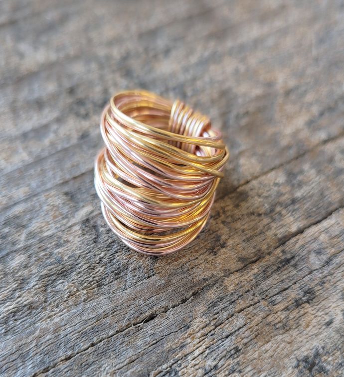 Rose Gold With Gold Marcia Wire Wrap Ring