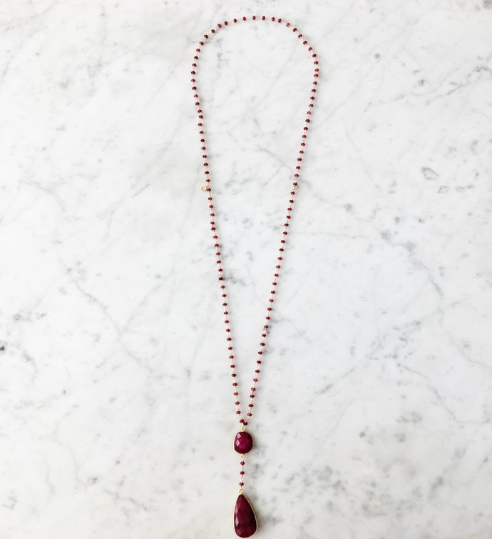 Diana Necklace Ruby With Ruby Drop