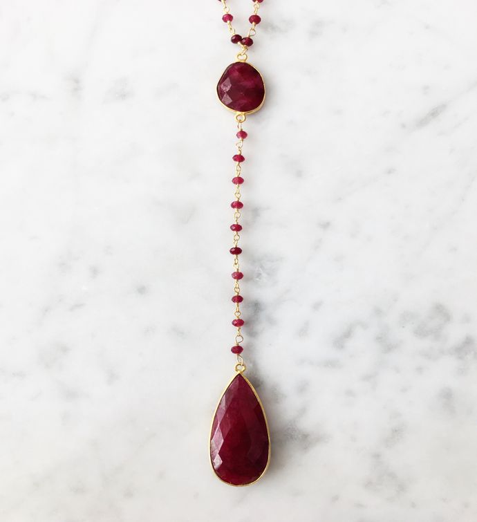 Diana Necklace Ruby With Ruby Drop