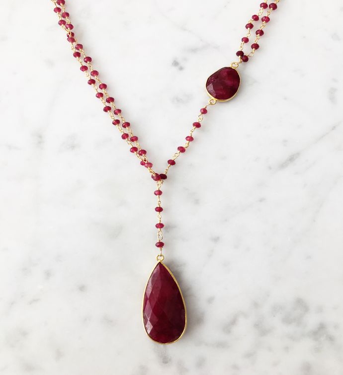 Diana Necklace Ruby With Ruby Drop