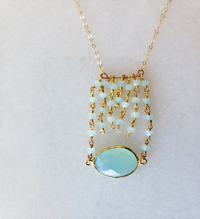 The Jessica Gold Necklace In Chalcedony
