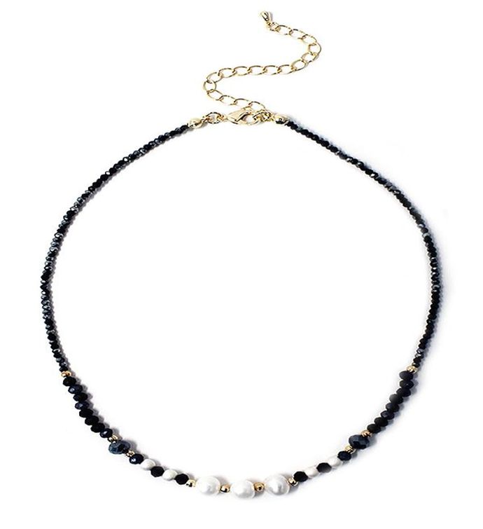 Multi Freshwater Pearl And Facet Stone Black Spinel Mix Necklace