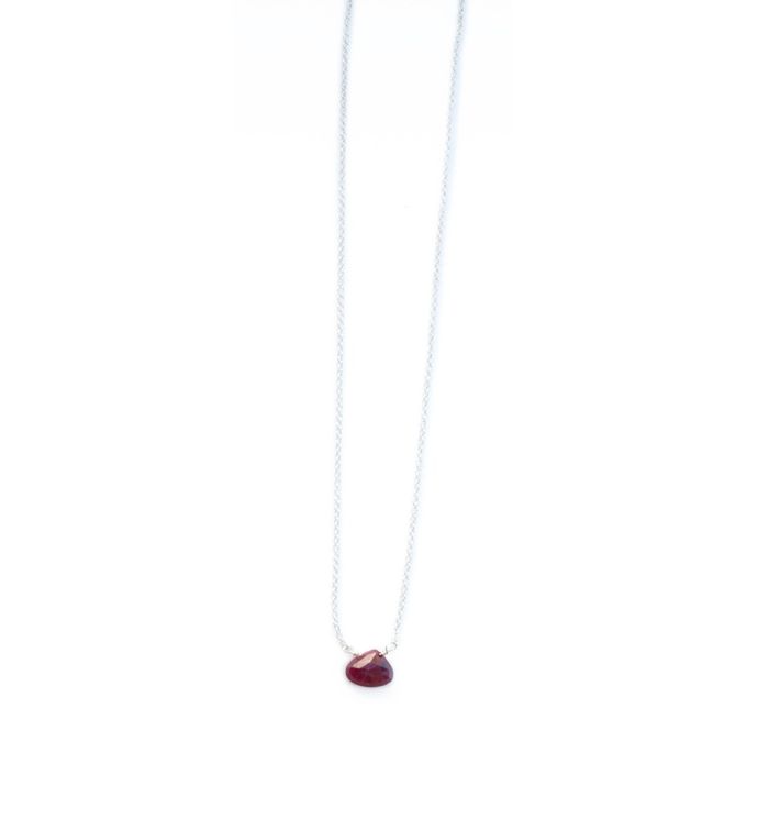 The Stephanie Delicate Drop Necklace In Ruby 