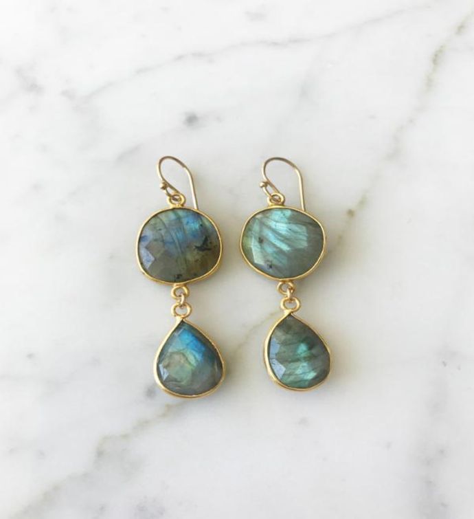 Rome Earrings Gold Labradorite