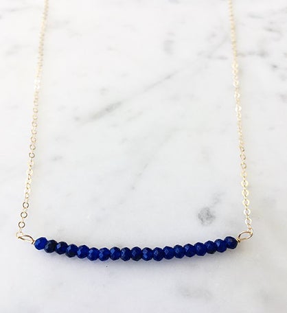 Michelle Bead Bar Necklace In Sapphire