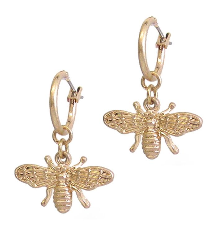 Gold Bumble Bee Drop Earrings