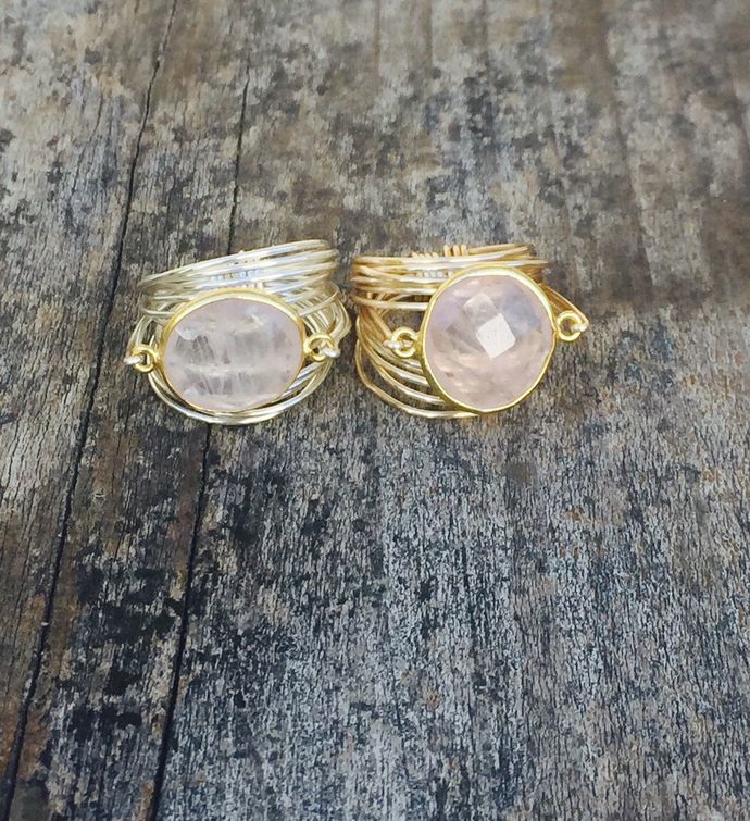 Torrey Ring In Rose Quartz   6 gold