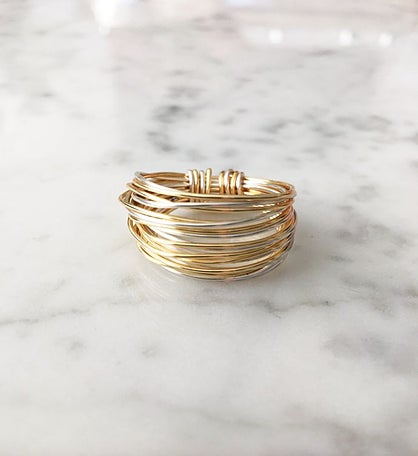 The Marcia Multi Color Wire Wrap Ring - 6 gold and silver copper